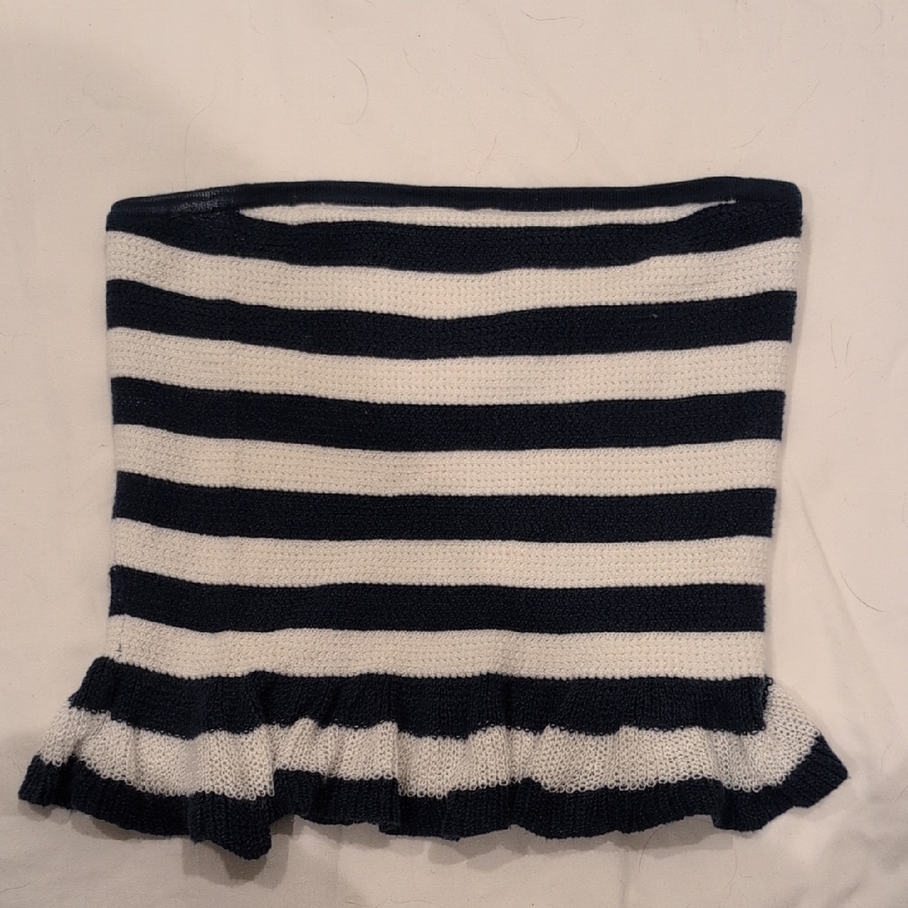 American Eagle Outfitters Navy and White Striped Tube Top